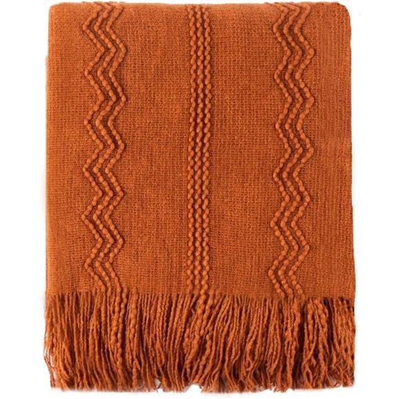 Caramel Throw Blanket for Couch, Orange Red Throw Blanket for Bed, Fall Decor - Picture 1 of 7